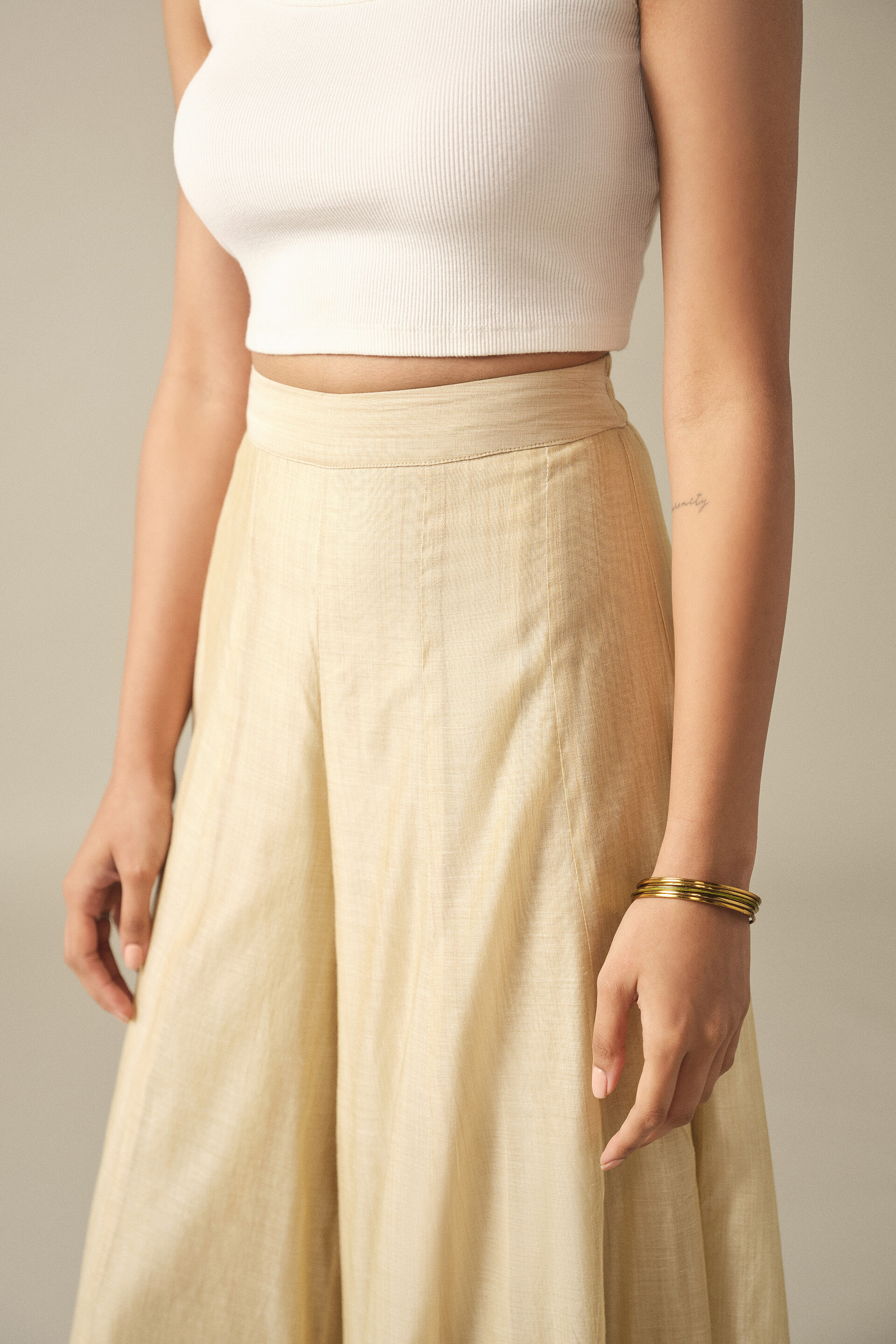 Panelled Sharara in Beige, Beige, image 2